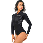 Women's neoprene wetsuit long sleeves swimsuit with front zipper