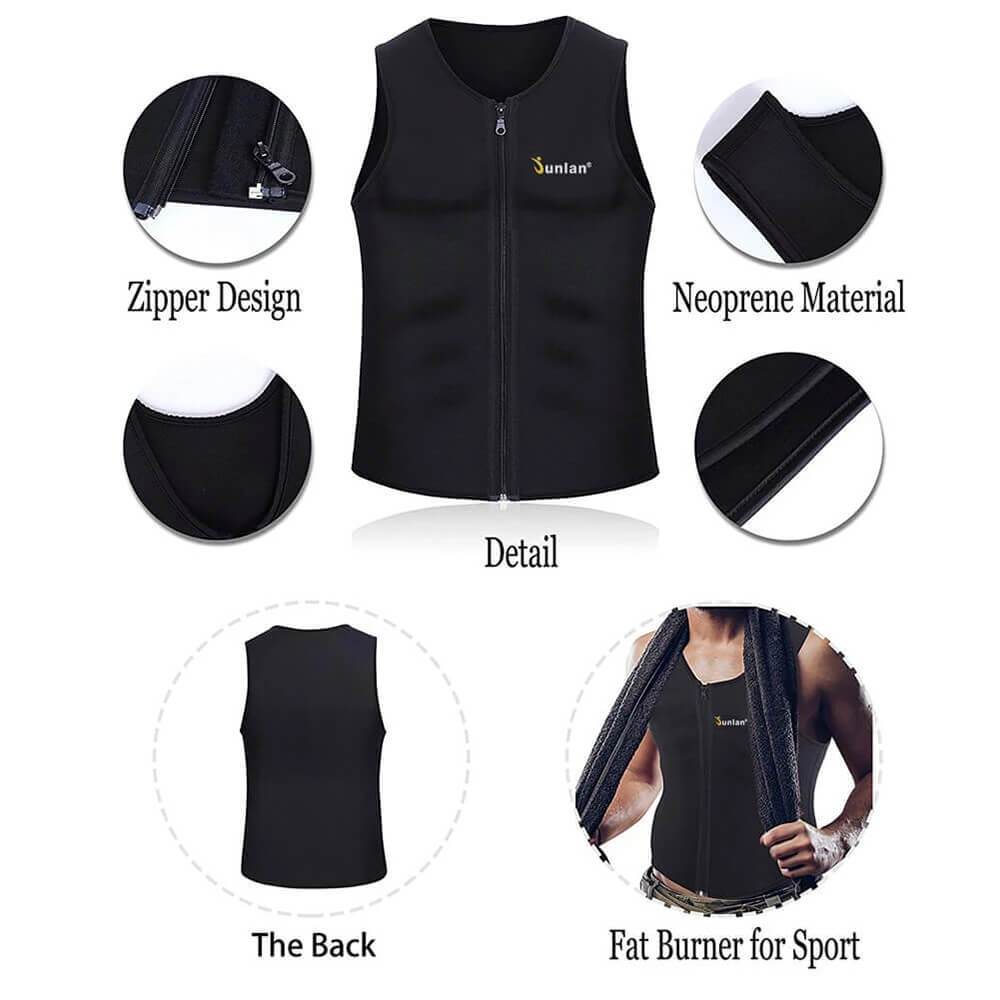 Sauna Vest For Mens Waist Trainer Zipper Neoprene Sauna Suit Tank Top Body Shaper Vets I.937012747