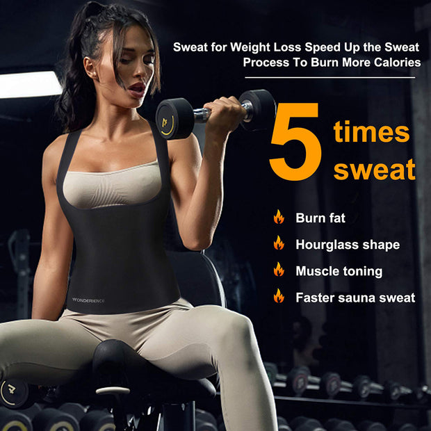 Junlan Women Heat Trapping Sweat Workout Tank Top