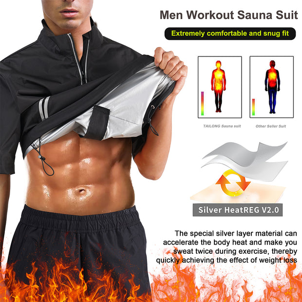 Junlan Men Weight Loss Workout  Sauna Sweat Tops
