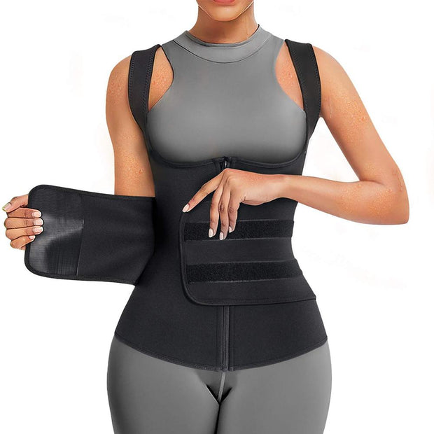 Junlan Women Zipper Sauna Vest  with Adjustable Velcro Belts